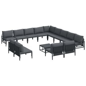 vidaXL Garden Sofa Set with Cushion Anthracite Steel