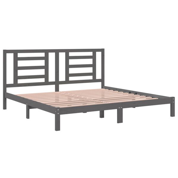 vidaXL Bed Frame without Mattress Grey 200x200 cm Solid Wood Pine