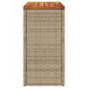 vidaXL Garden Side Table with Wooden Top Beige 58x27.5x55 cm Poly Rattan