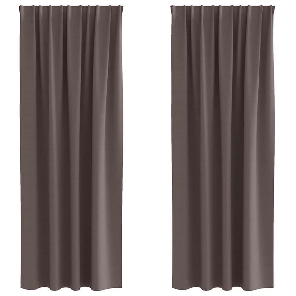 vidaXL Blackout Curtains with Rings 2 pcs Dark Brown 260 x 140 cm