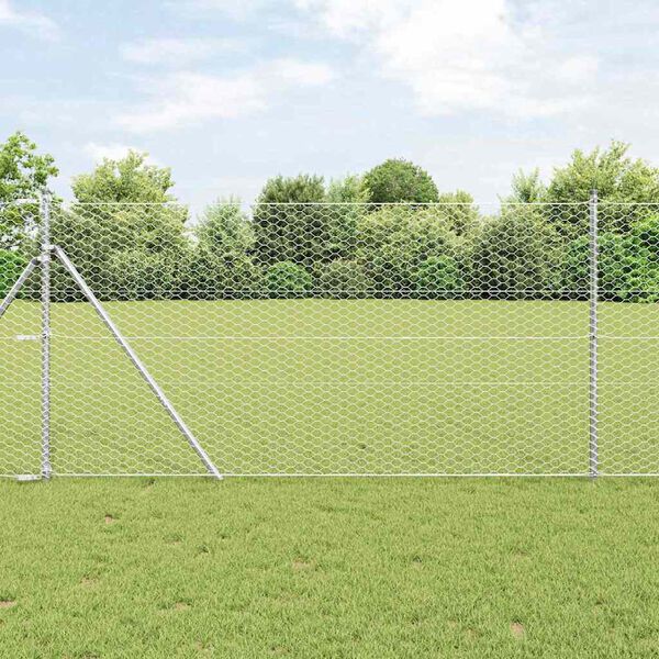 vidaXL Fence Post Silver 10 x 1.4 m (36 mm mesh) Steel