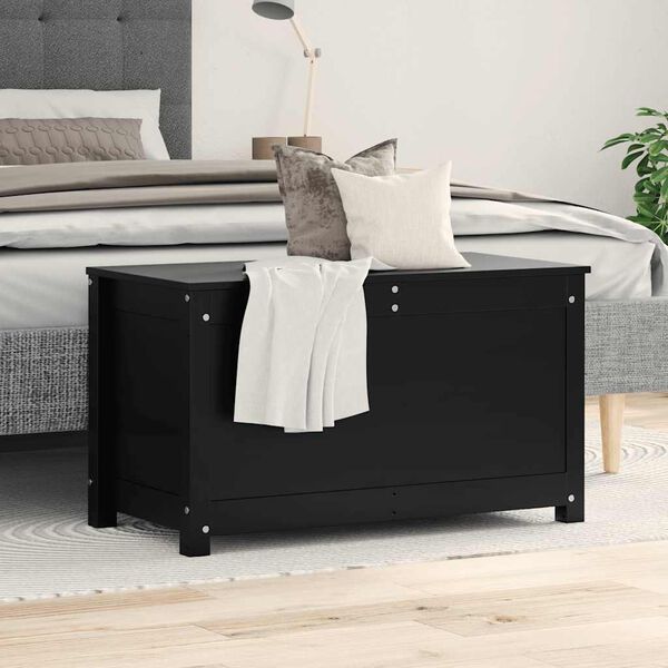 vidaXL Storage Box Black 80x40x45.5 cm Solid Wood Pine