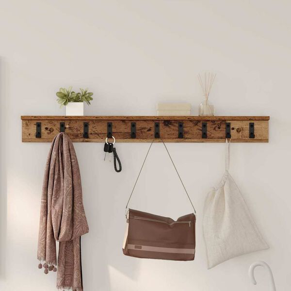 vidaXL Wall-Mounted Coat Rack Old Wood 100 x 10.5 x 10.5 cm
