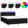 vidaXL Box Spring Bed with Mattress&LED Black 140x200cm Fabric