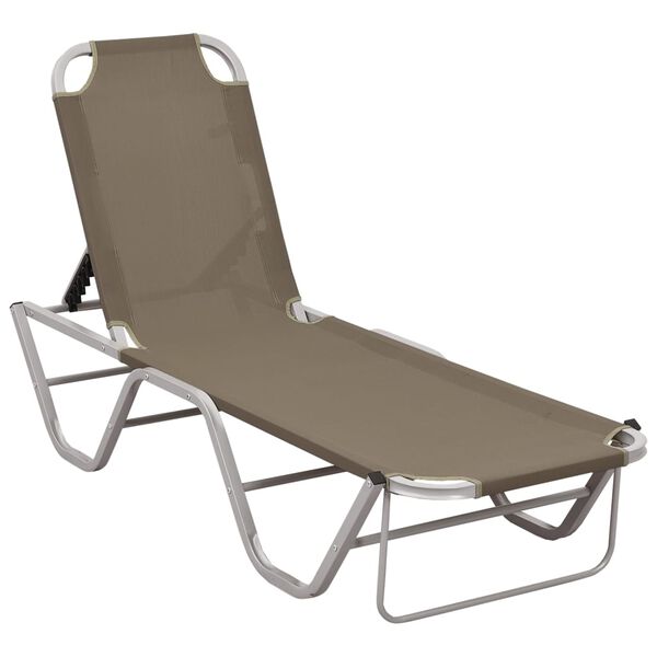 vidaXL Sun Lounger Aluminium and Textilene Taupe