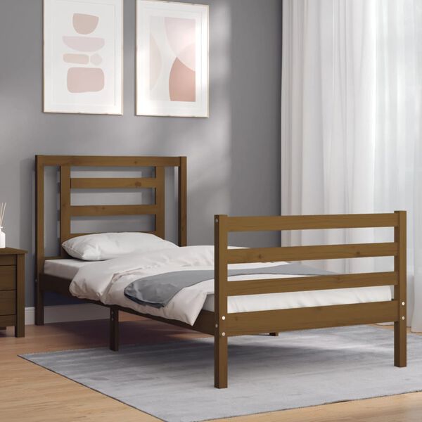 vidaXL Bed Frame without Mattress Honey Brown 90x200 cm Solid Wood
