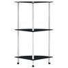vidaXL 3-Tier Shelf Black 30x30x67 cm Tempered Glass