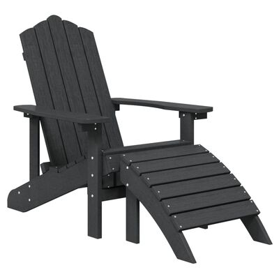 vidaXL Garden Adirondack Chairs with Footstool & Table HDPE Anthracite