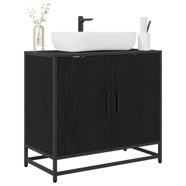 vidaXL Bathroom Sink Cabinet Black Oak 65 x 33 x 60 cm Engineered wood