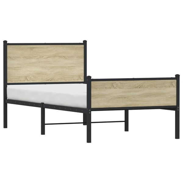 vidaXL Metal Bed Frame without Mattress Sonoma Oak 80x200 cm
