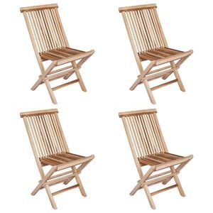 vidaXL Folding Garden Chair 4 pcs Natural Solid Teak Wood