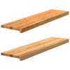 vidaXL Stair Treads 2 pcs Light Brown 100x30x2 cm Solid Wood Oak