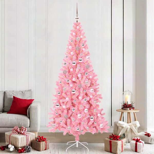vidaXL Christmas Tree with 300 LEDs with Stand Pink 240 cm PVC