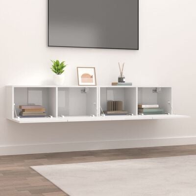 vidaXL TV Cabinets 2 pcs High Gloss White 80x30x30 cm Engineered Wood