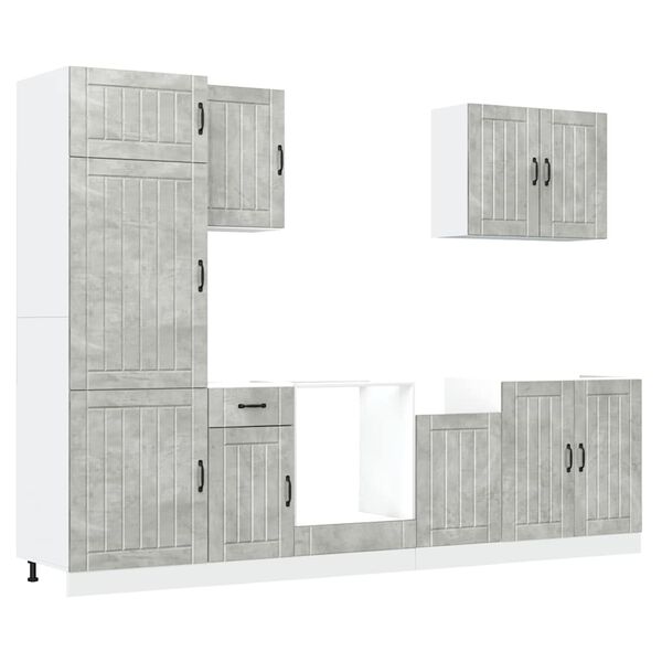 vidaXL 7 Piece Kitchen Cabinet Set Lucca Concrete Grey Engineered Wood