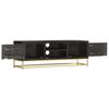 vidaXL TV Cabinet Black and Gold 120x30x40 cm Solid Mango Wood