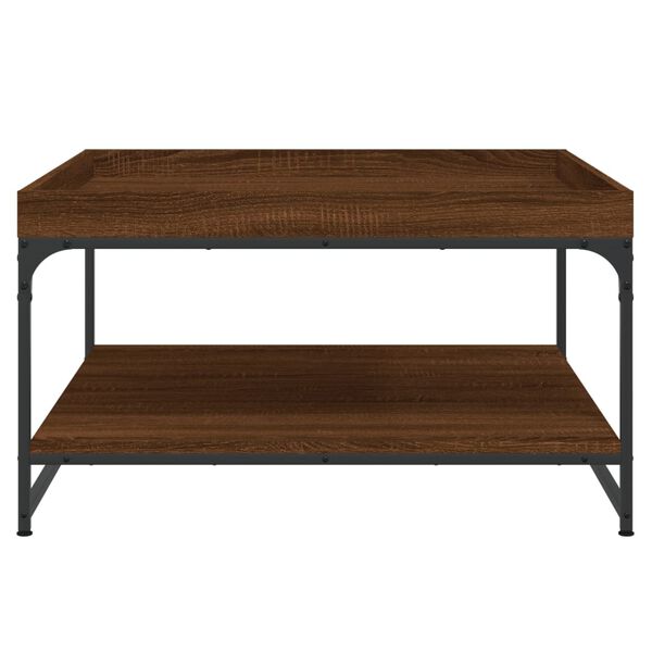 vidaXL Coffee Table Brown Oak 80x80x45 cm Engineered Wood and Iron