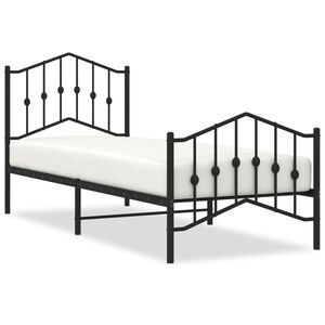 vidaXL Metal Bed Frame without Mattress with Footboard Black 80x200cm