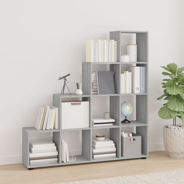 vidaXL Staircase Bookcase Grey Sonoma 142 cm Engineered Wood