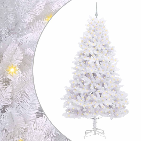 vidaXL Artificial Hinged Christmas Tree White 240 cm PVC and Steel