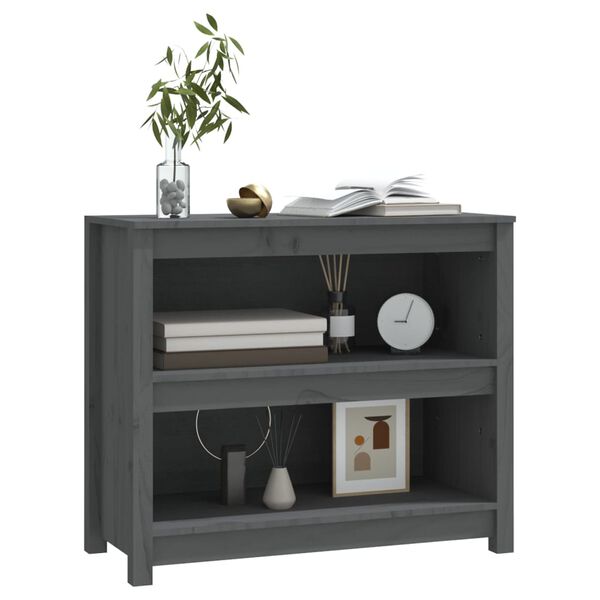 vidaXL Book Cabinet Grey 80x35x68 cm Solid Wood Pine