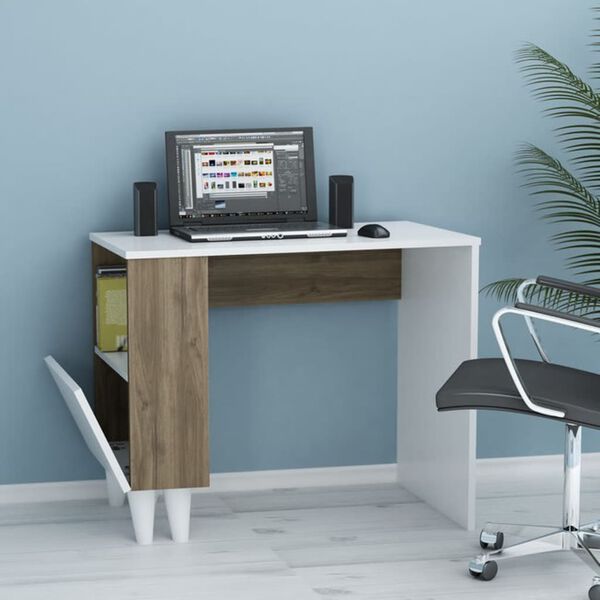 Homemania Computer Desk Paris 90x50x75 cm White and Walnut