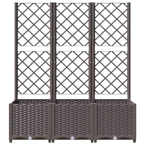 vidaXL Garden Planter with Trellis Brown 120x40x136 cm PP