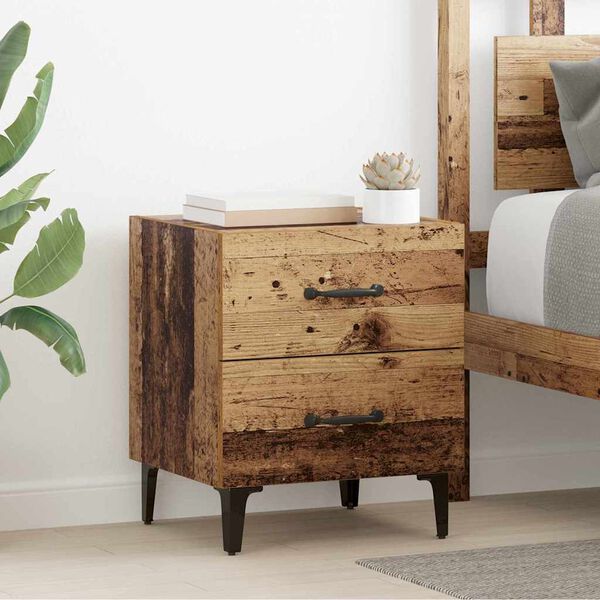 vidaXL Bed Cabinet Old Wood 40 x 35 x 47.5 cm Engineered Wood