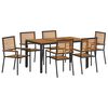 vidaXL Garden Dining Set 7 pcs Black Poly Rattan