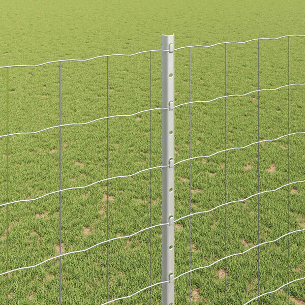 vidaXL Fence with Post Silver 1.6 x 10 m Steel