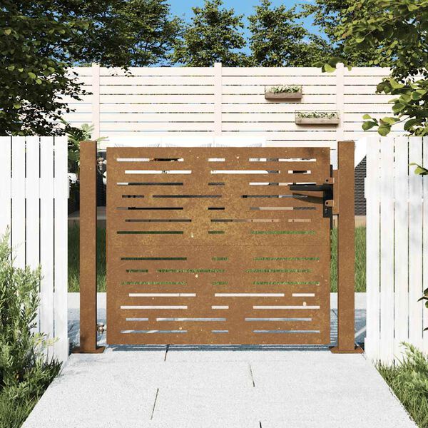 vidaXL Garden Gate 100x75 cm Corten Steel Square Design