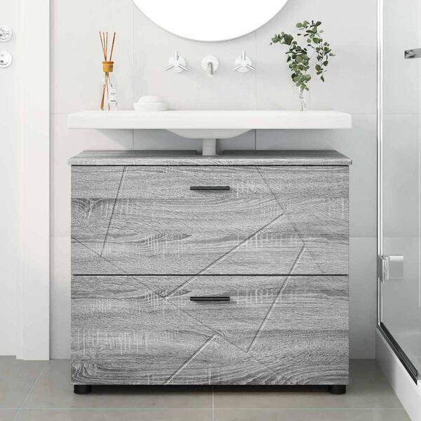 vidaXL Bathroom Cabinet with Drawer Grey Sonoma 76.5 x 35 x 64 cm