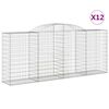 vidaXL Arched Gabion Baskets 12 pcs 300x50x120/140 cm Galvanised Iron