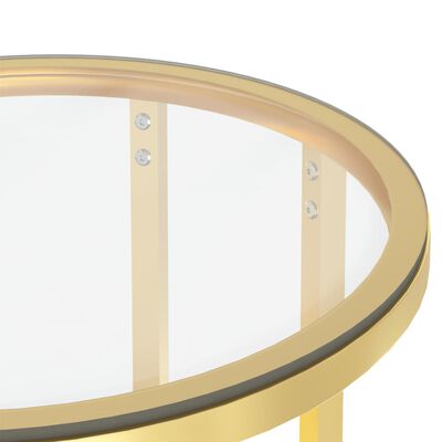 vidaXL Side Table Gold and Transparent 45 cm Tempered Glass
