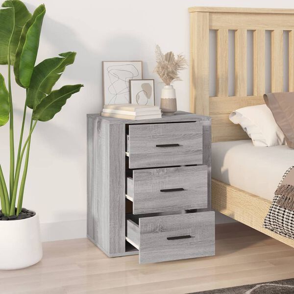 vidaXL Bedside Cabinet Grey Sonoma 50x36x60 cm Engineered Wood