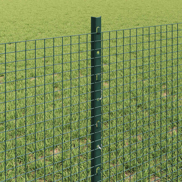 vidaXL Fence with Post Green 0.6 x 50 m Steel and PVC