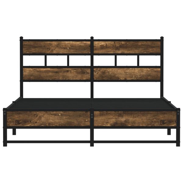 vidaXL Metal Bed Frame without Mattress Smoked Oak 135x190 cm Double