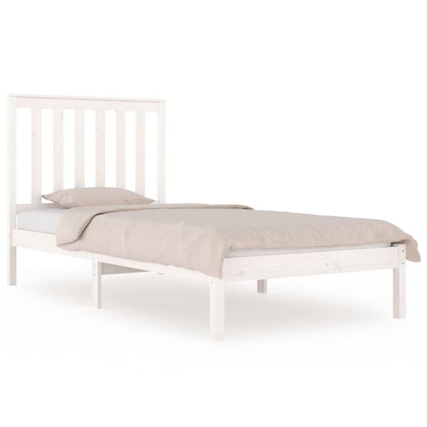 vidaXL Bed Frame without Mattress White Solid Wood Small Single