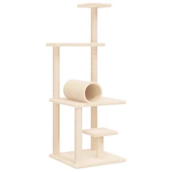 vidaXL Cat Tree with Sisal Scratching Posts Cream 136 cm