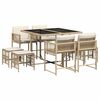 vidaXL 9 Piece Garden Dining Set with Cushions Beige Poly Rattan