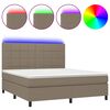 vidaXL Box Spring Bed with Mattress&LED Taupe 160x200 cm Fabric