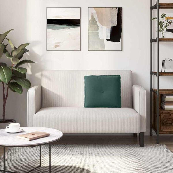 vidaXL Back Pillow Dark Green 50 x 45 cm Corduroy Fabric