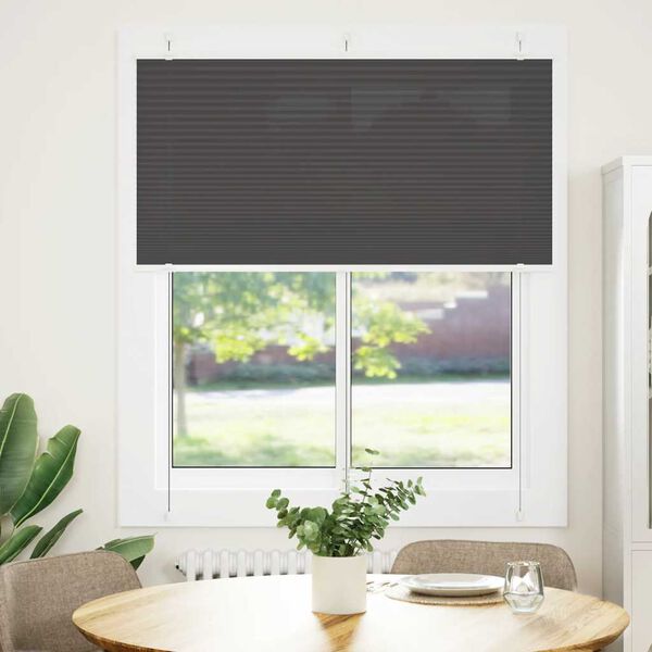 vidaXL Pleated Blind Black 120x150 cm Fabric Width 119.4 cm Polyester
