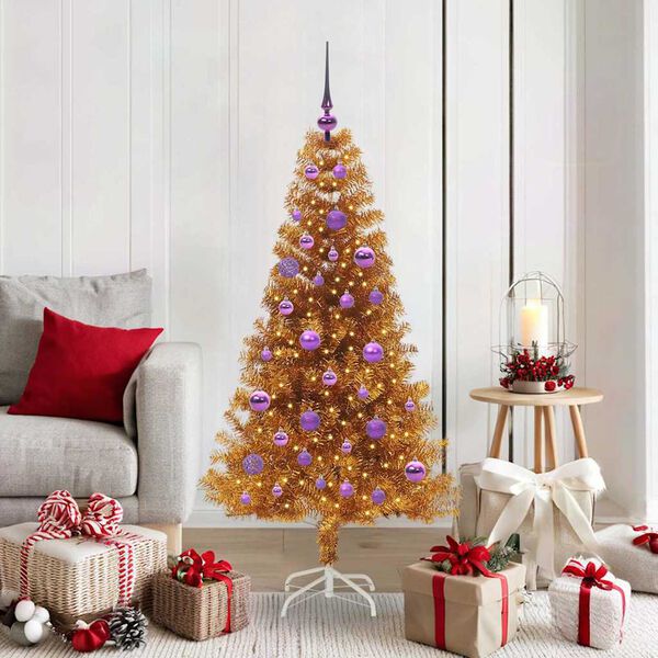 vidaXL Christmas Tree with 150 LEDs with Stand Gold 150 cm PET
