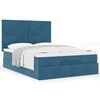 vidaXL Ottoman Bed with Mattresses Dark Blue 140x190cm Velvet
