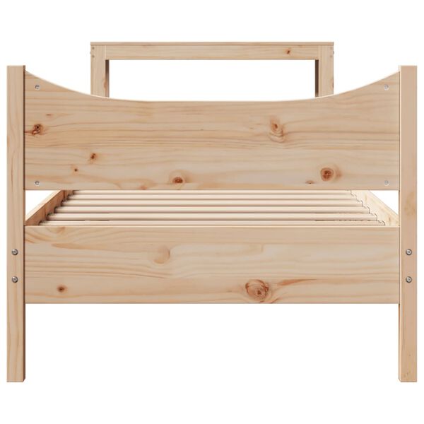 vidaXL Bed Frame with Headboard 75x190 cm Small Single Solid Wood Pine