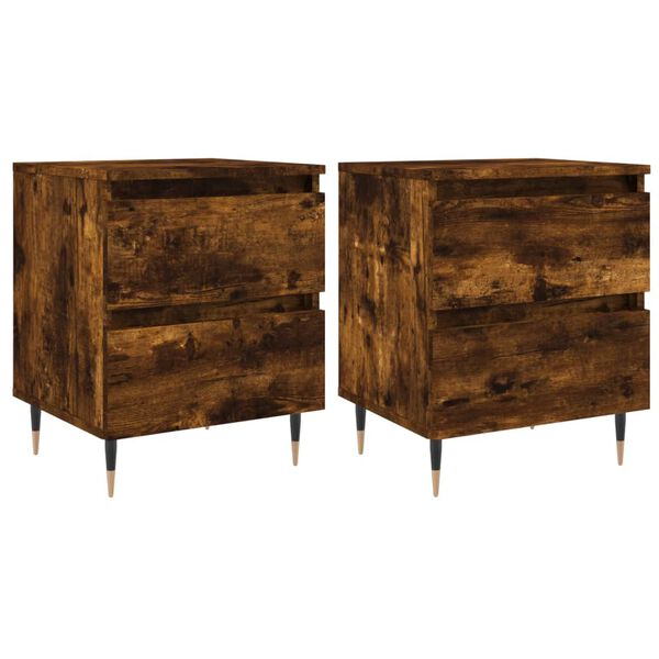 vidaXL Bedside Cabinets 2 pcs Smoked Oak 40x35x50 cm Engineered Wood