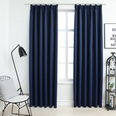 vidaXL Blackout Curtains with Hooks 2 pcs Blue 140x225 cm