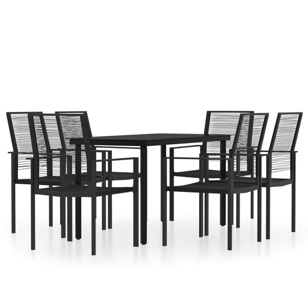 vidaXL 7 Piece Garden Dining Set Black