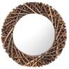 vidaXL Wall Mirror 60 cm Teak Round